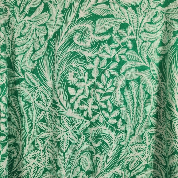 J. McLaughlin Brynn Preppy Linen Button-Up Shirt Tropical Print Green White XL - Picture 10 of 12